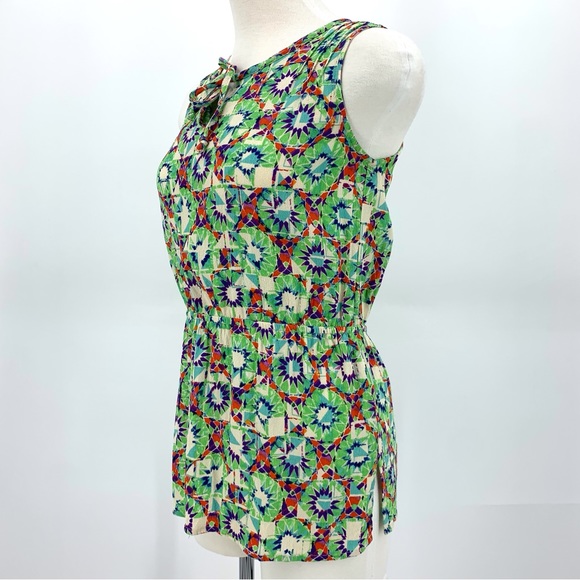 Cabi Green and Purple Vintage #316 Kaleidoscope Sleeveless Blouse, XS - Picture 4 of 16